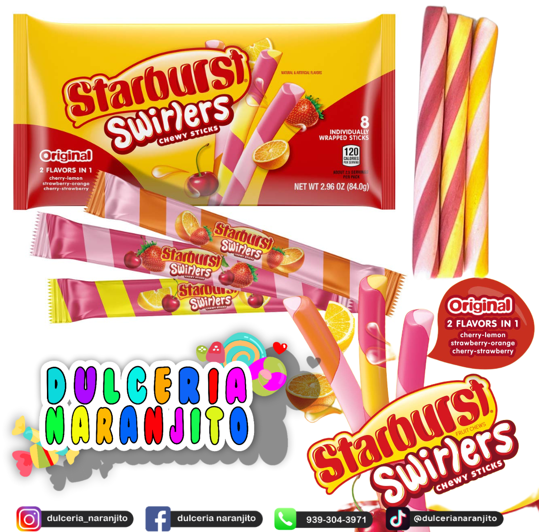 Starburst Swirlers Chewy Sticks🍓🍊🍒🍋 - Dulcerianaranjito